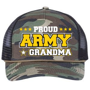 Proud Army Grandma Gift Us Military Grandma Family Retro Rope Trucker Hat Cap