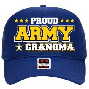 Proud Army Grandma Gift Us Military Grandma Family High Crown Mesh Back Trucker Hat