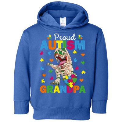 Proud Autism Grandpa Dinosaur Trex Autism Awareness Grandpa Gift Toddler Hoodie