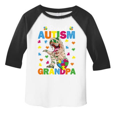 Proud Autism Grandpa Dinosaur Trex Autism Awareness Grandpa Gift Toddler Fine Jersey T-Shirt