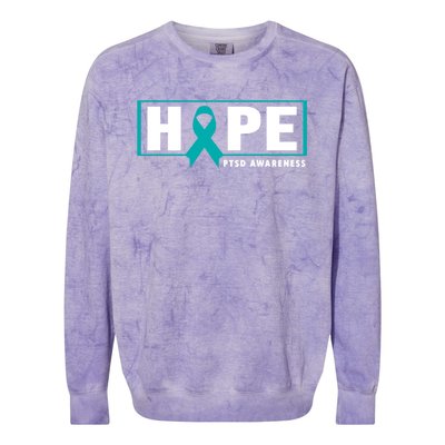 Ptsd Awareness Great Gift Great Gift Teal Ribbon Hope Ptsd Awareness Gift Colorblast Crewneck Sweatshirt