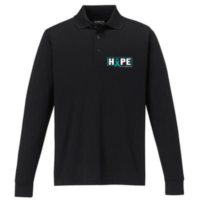 Ptsd Awareness Great Gift Great Gift Teal Ribbon Hope Ptsd Awareness Gift Performance Long Sleeve Polo