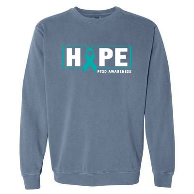 Ptsd Awareness Great Gift Great Gift Teal Ribbon Hope Ptsd Awareness Gift Garment-Dyed Sweatshirt