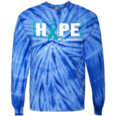 Ptsd Awareness Great Gift Great Gift Teal Ribbon Hope Ptsd Awareness Gift Tie-Dye Long Sleeve Shirt