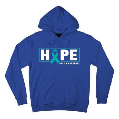 Ptsd Awareness Great Gift Great Gift Teal Ribbon Hope Ptsd Awareness Gift Tall Hoodie