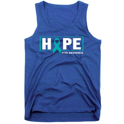 Ptsd Awareness Great Gift Great Gift Teal Ribbon Hope Ptsd Awareness Gift Tank Top