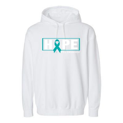 Ptsd Awareness Great Gift Great Gift Teal Ribbon Hope Ptsd Awareness Gift Garment-Dyed Fleece Hoodie