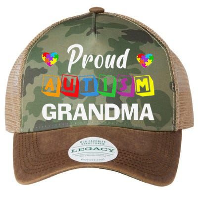 Proud Autism Grandma Autism Awareness Family Matching Legacy Tie Dye Trucker Hat