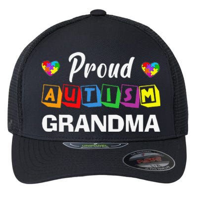 Proud Autism Grandma Autism Awareness Family Matching Flexfit Unipanel Trucker Cap