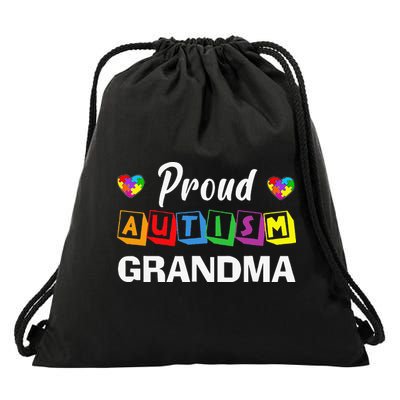 Proud Autism Grandma Autism Awareness Family Matching Drawstring Bag