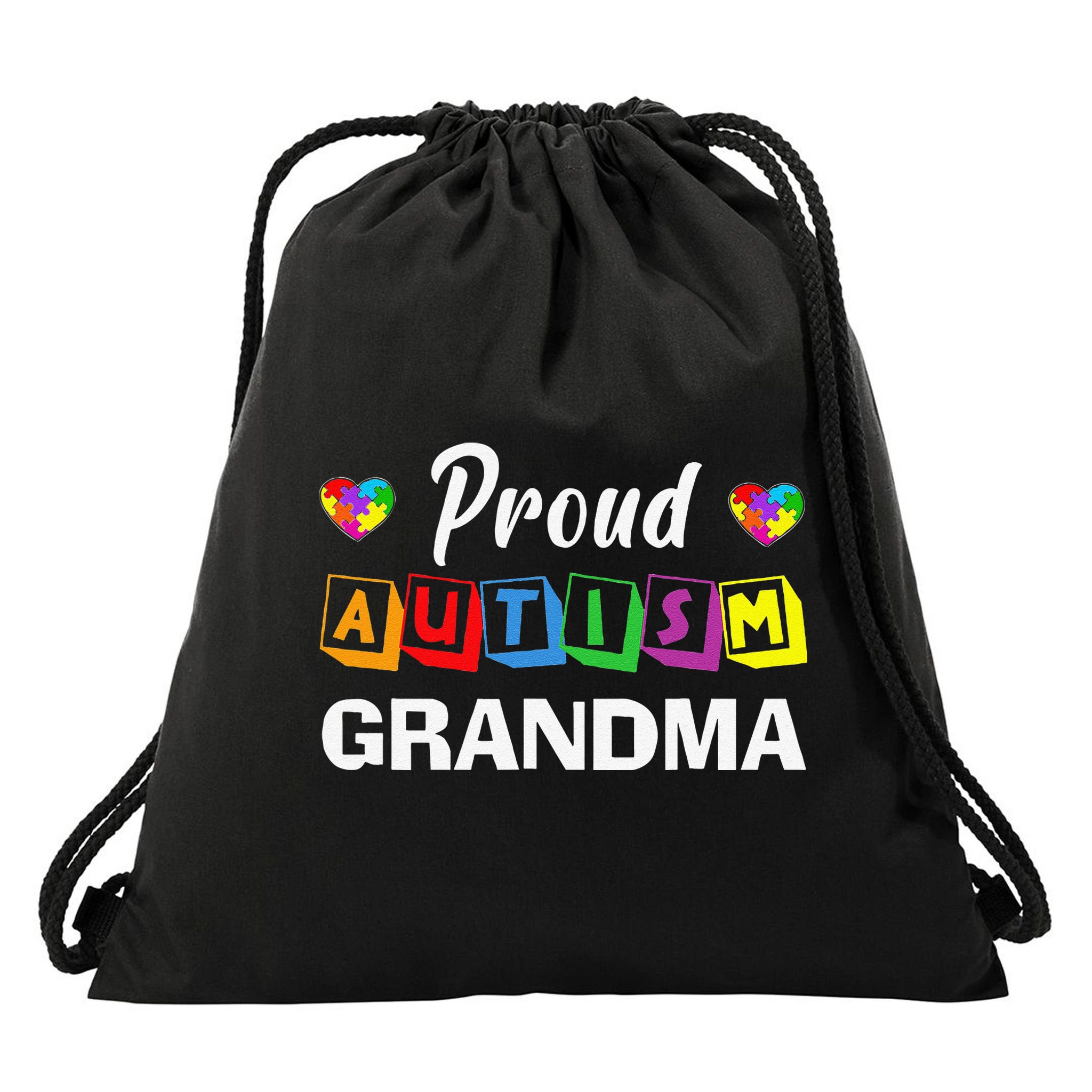 Proud Autism Grandma Autism Awareness Family Matching Drawstring Bag