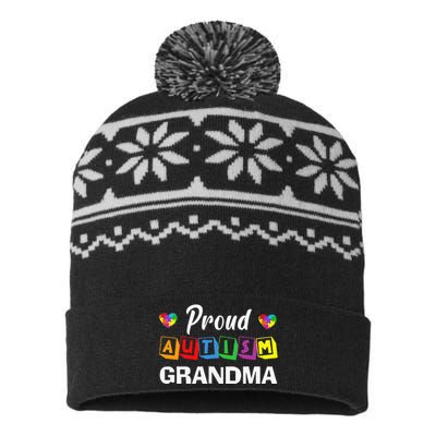 Proud Autism Grandma Autism Awareness Family Matching USA-Made Snowflake Beanie