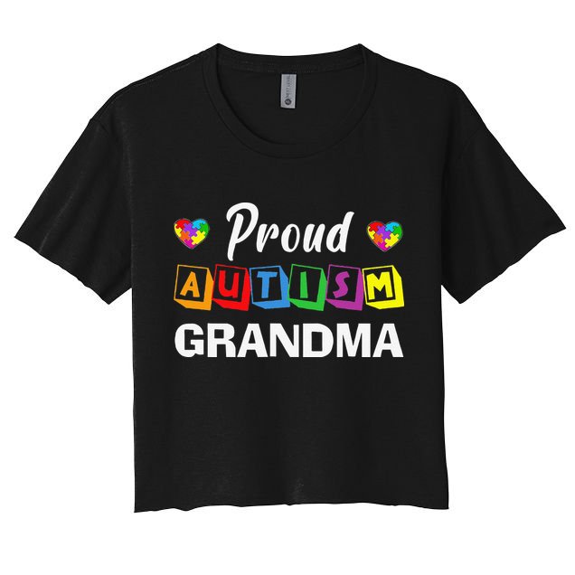 Proud Autism Grandma Autism Awareness Family Matching Crop Top