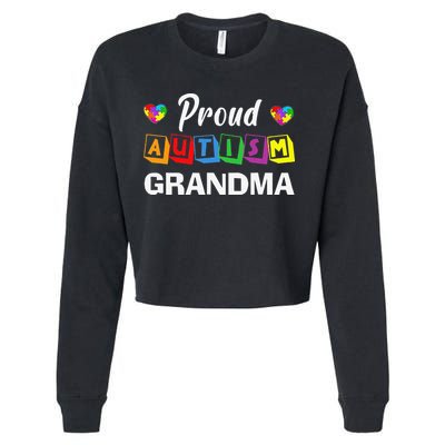 Proud Autism Grandma Autism Awareness Family Matching Cropped Pullover Crew
