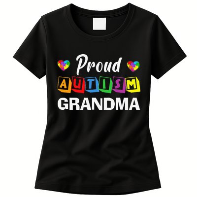 Proud Autism Grandma Autism Awareness Family Matching Womens T-Shirt