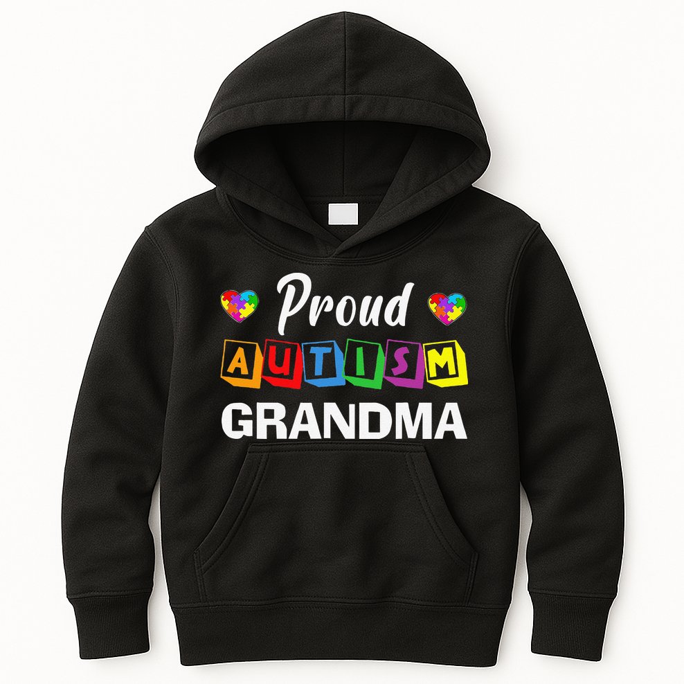 Proud Autism Grandma Autism Awareness Family Matching Kids Hoodie