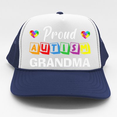 Proud Autism Grandma Autism Awareness Family Matching Trucker Hat