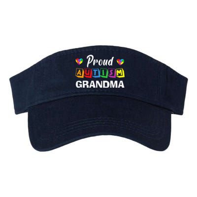 Proud Autism Grandma Autism Awareness Family Matching Valucap Bio-Washed Visor