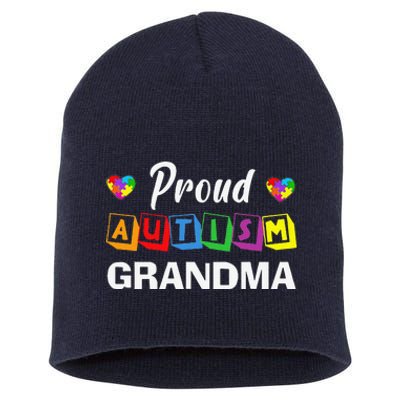 Proud Autism Grandma Autism Awareness Family Matching Short Acrylic Beanie