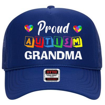 Proud Autism Grandma Autism Awareness Family Matching High Crown Mesh Back Trucker Hat