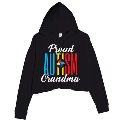 Proud Autism Grandma Awareness Support Crop Fleece Hoodie