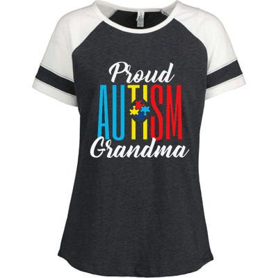 Proud Autism Grandma Awareness Support Enza Ladies Jersey Colorblock Tee