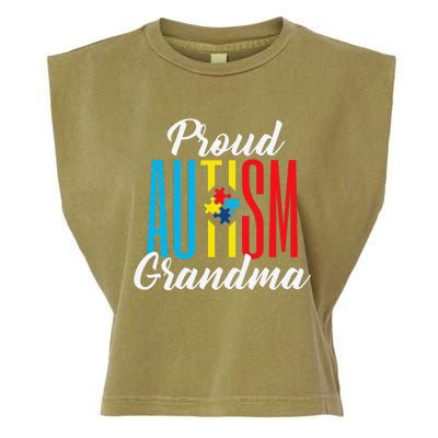 Proud Autism Grandma Awareness Support Garment-Dyed Women's Muscle Tee