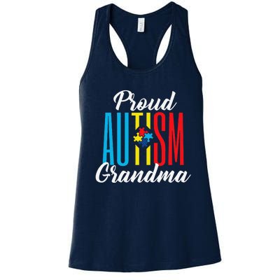 Proud Autism Grandma Awareness Support Women's Racerback Tank