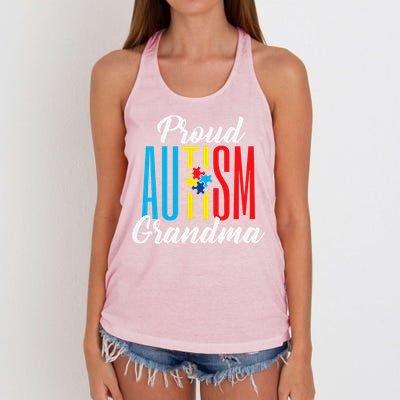 Proud Autism Grandma Awareness Support Women's Knotted Racerback Tank