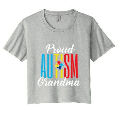 Proud Autism Grandma Awareness Support Women's Crop Top Tee