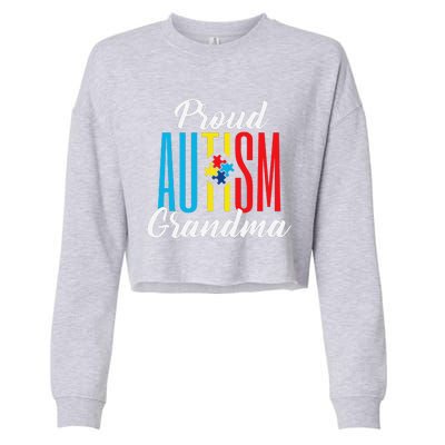 Proud Autism Grandma Awareness Support Cropped Pullover Crew