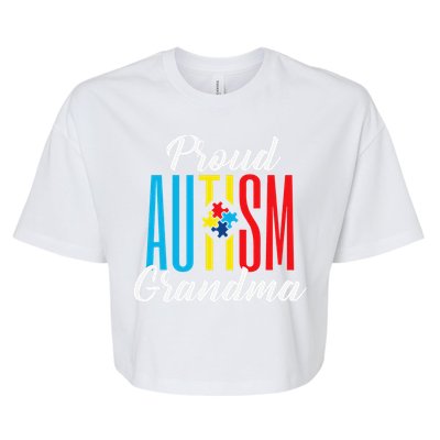 Proud Autism Grandma Awareness Support Bella+Canvas Jersey Crop Tee