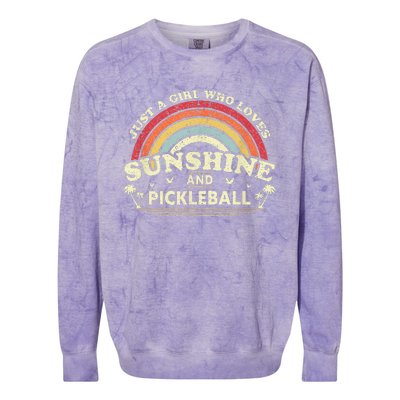 Pickleball A Girl Who Loves Sunshine And Pickleball Colorblast Crewneck Sweatshirt