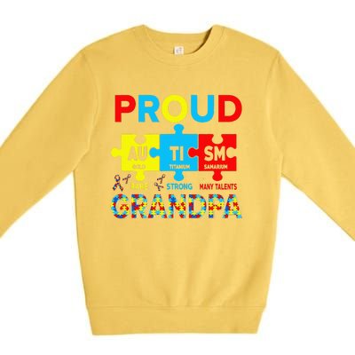 Proud Autism Grandpa Cute Autism Awareness Puzzle Pieces Premium Crewneck Sweatshirt