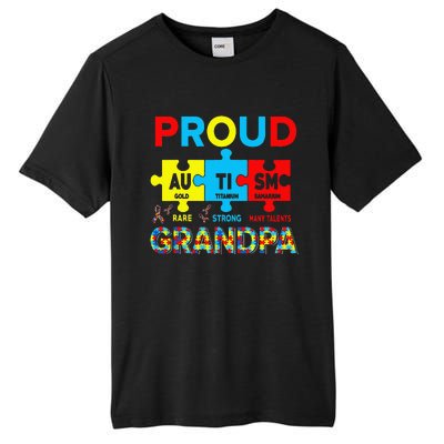 Proud Autism Grandpa Cute Autism Awareness Puzzle Pieces Tall Fusion ChromaSoft Performance T-Shirt