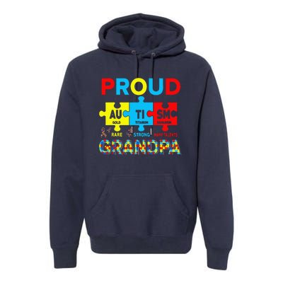 Proud Autism Grandpa Cute Autism Awareness Puzzle Pieces Premium Hoodie