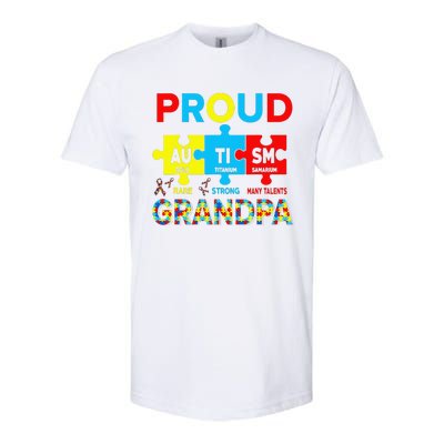 Proud Autism Grandpa Cute Autism Awareness Puzzle Pieces Softstyle® CVC T-Shirt