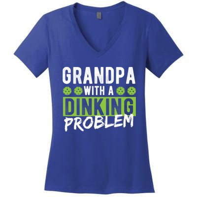 Pickleball Accessories Gift Dinking Grandpa Pickleball Cool Gift Women's V-Neck T-Shirt