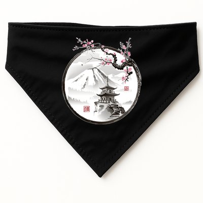 Pagoda Japanese Ink Painting USA-Made Doggie Bandana
