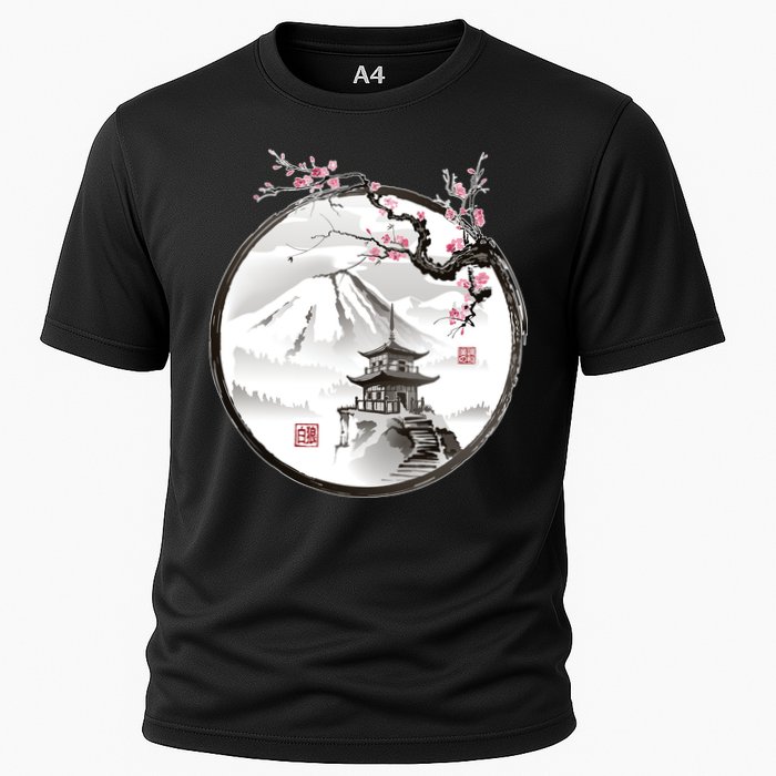 Pagoda Japanese Ink Painting Performance Shirt