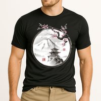 Pagoda Japanese Ink Painting Performance Shirt