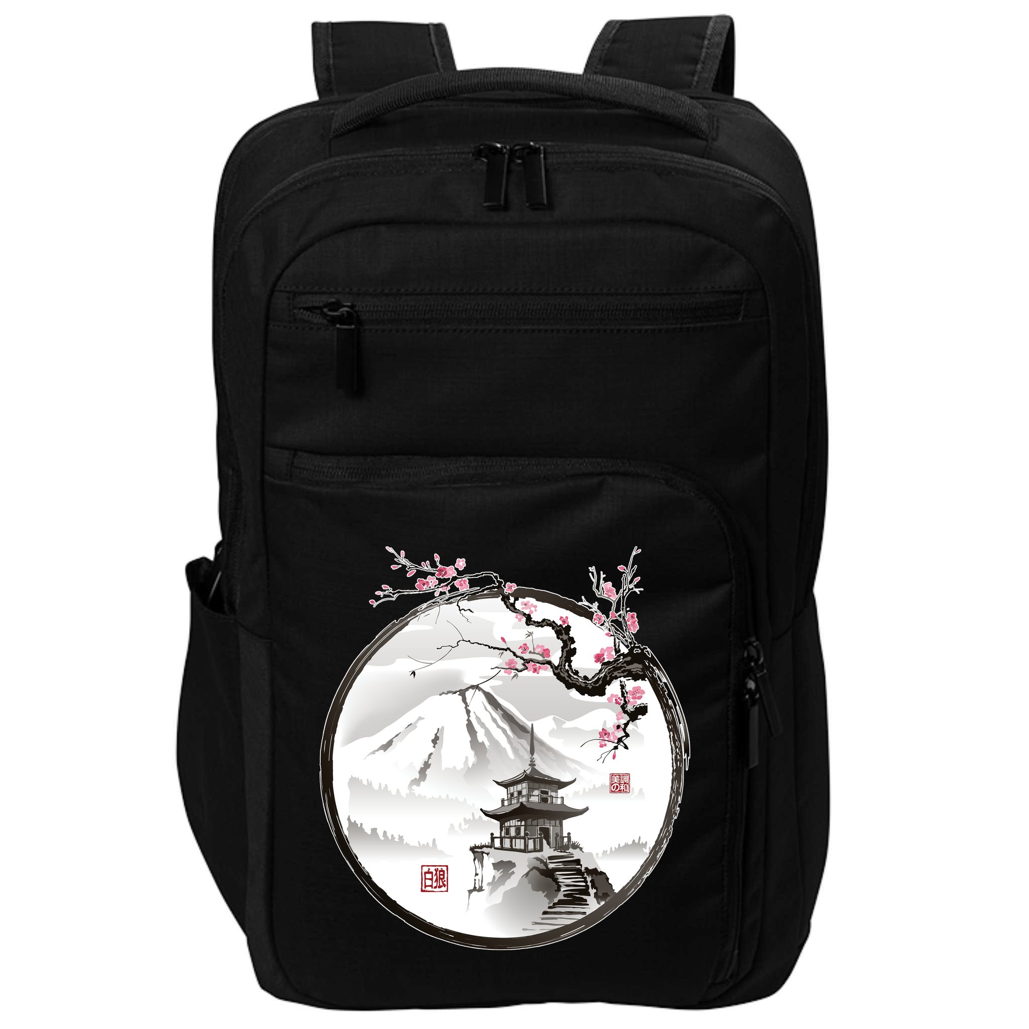 Pagoda Japanese Ink Painting Impact Tech Backpack
