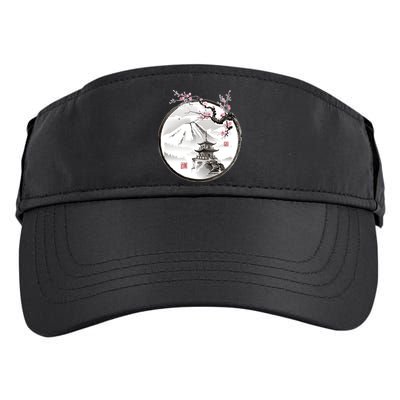 Pagoda Japanese Ink Painting Adult Drive Performance Visor