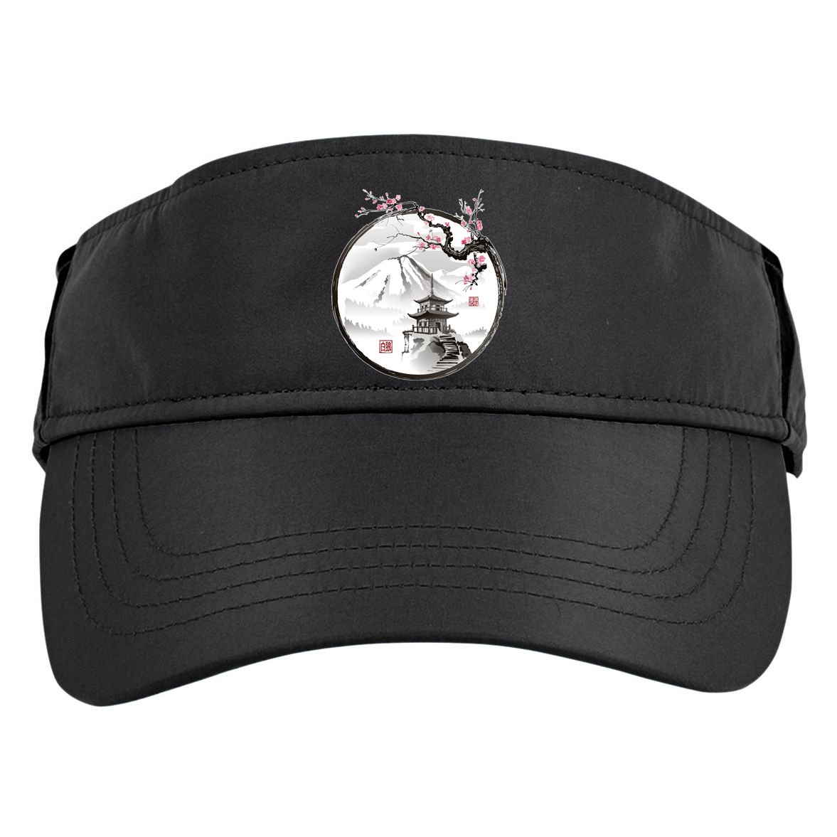 Pagoda Japanese Ink Painting Adult Drive Performance Visor