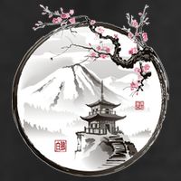 Pagoda Japanese Ink Painting Adult Drive Performance Visor