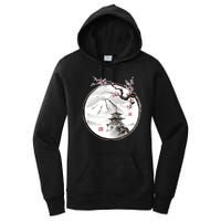 Pagoda Japanese Ink Painting Women's Pullover Hoodie