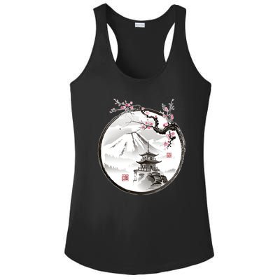 Pagoda Japanese Ink Painting Ladies PosiCharge Competitor Racerback Tank