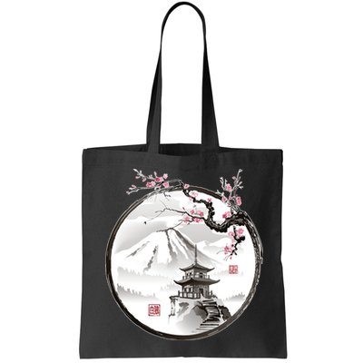 Pagoda Japanese Ink Painting Bag