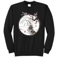 Pagoda Japanese Ink Painting Tall Sweatshirt