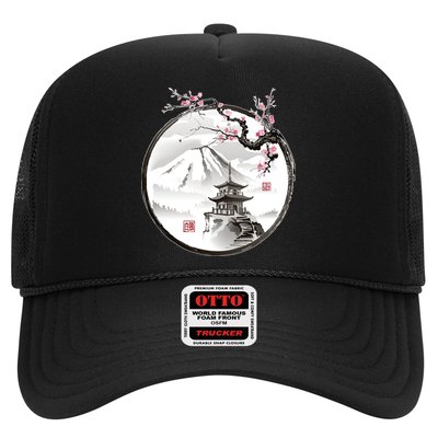 Pagoda Japanese Ink Painting Trucker Hat
